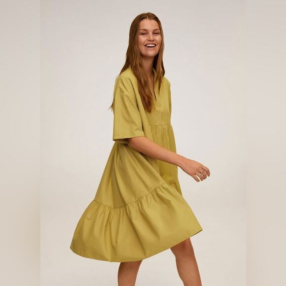 NWT Mango Ruffled Shirt Dress Size Medium Large - Picture 3 of 11